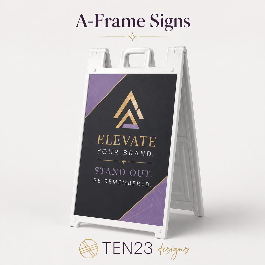 Custom A-frame sidewalk sign for realtor branding and business signage in Tampa Bay FL — Ten23 Designs