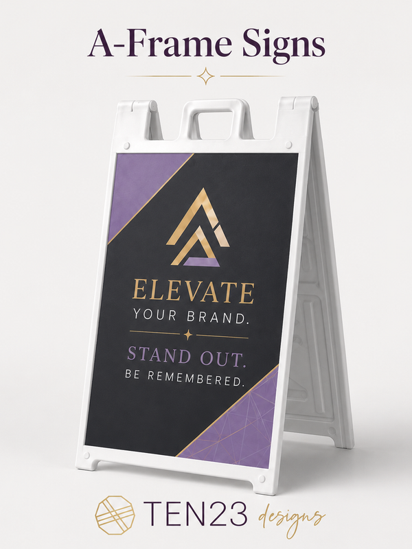 Custom A-frame sidewalk sign for realtor branding and business signage in Tampa Bay FL — Ten23 Designs