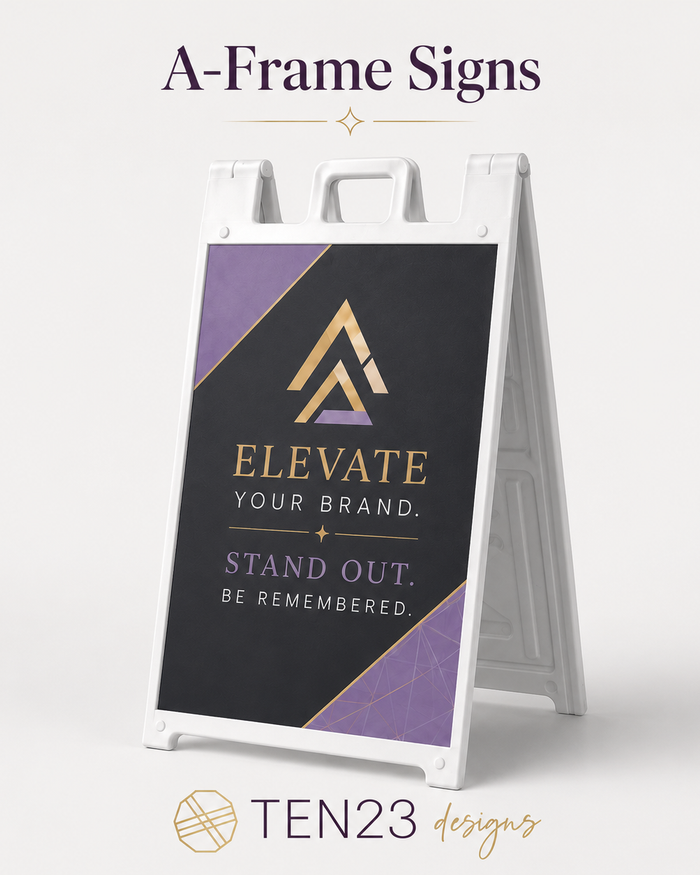 Custom A-frame sidewalk sign for realtor branding and business signage in Tampa Bay FL — Ten23 Designs
