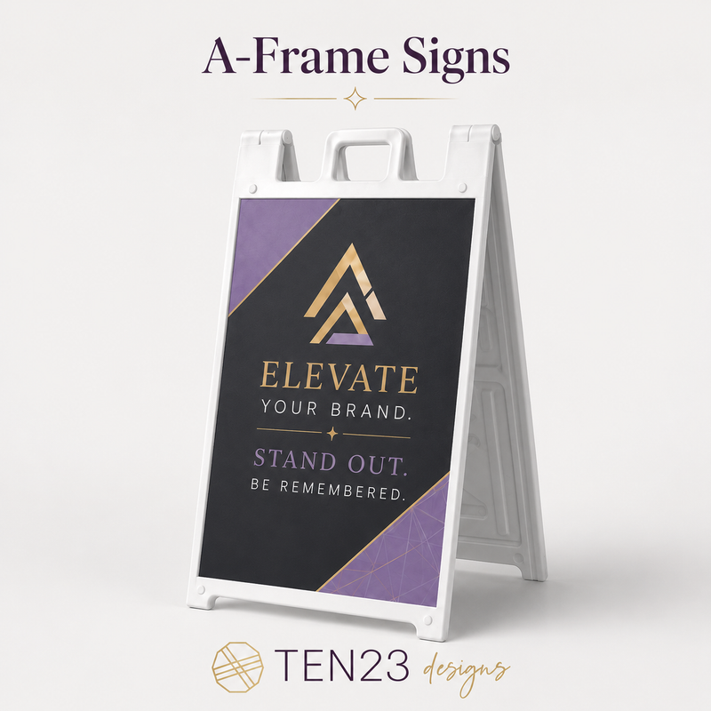 Custom A-frame sidewalk sign for realtor branding and business signage in Tampa Bay FL — Ten23 Designs