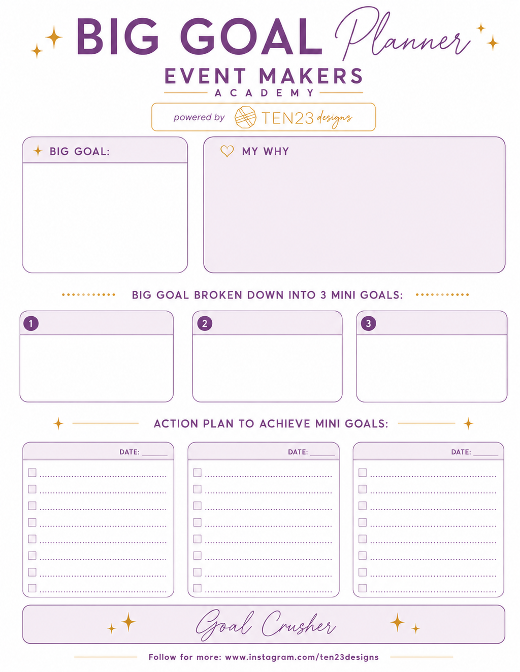 Big Goal Tracking Worksheet : Digital Download