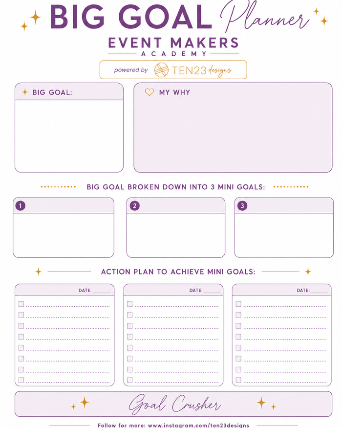 Big Goal Tracking Worksheet : Digital Download