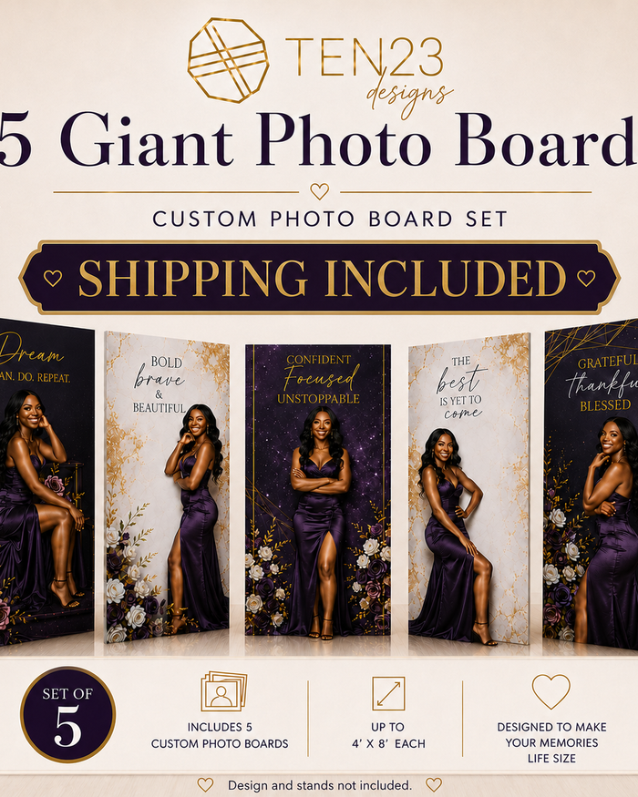Set of 5 custom Coroplast photo boards for events with shipping included