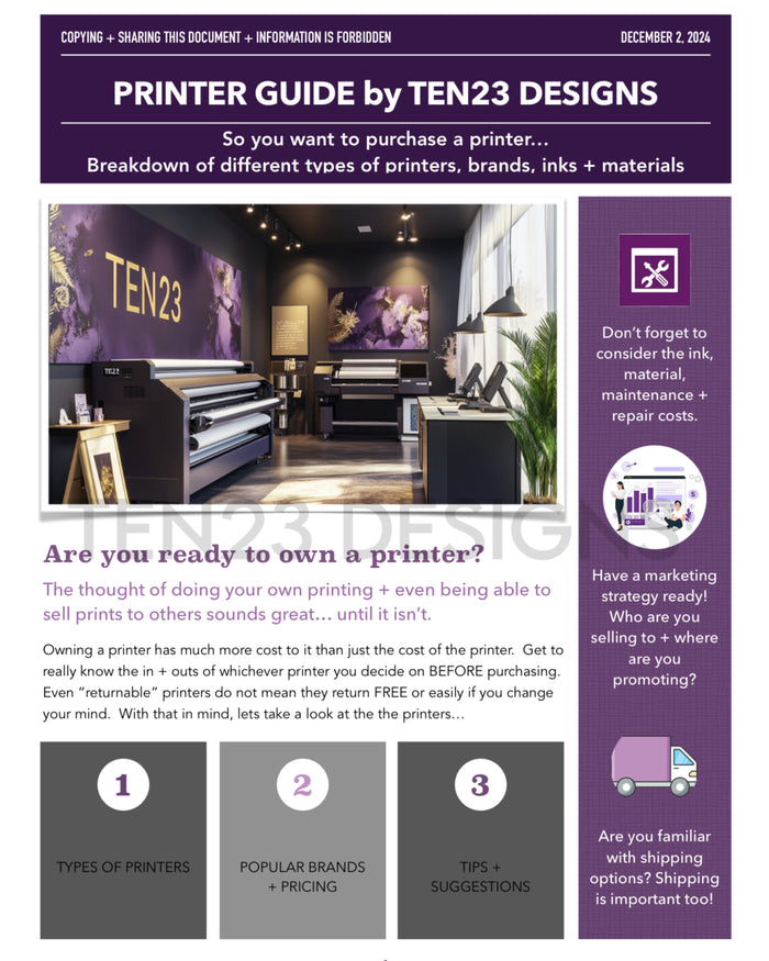 Printer Purchasing Guide : PDF (Digitial File ONLY)