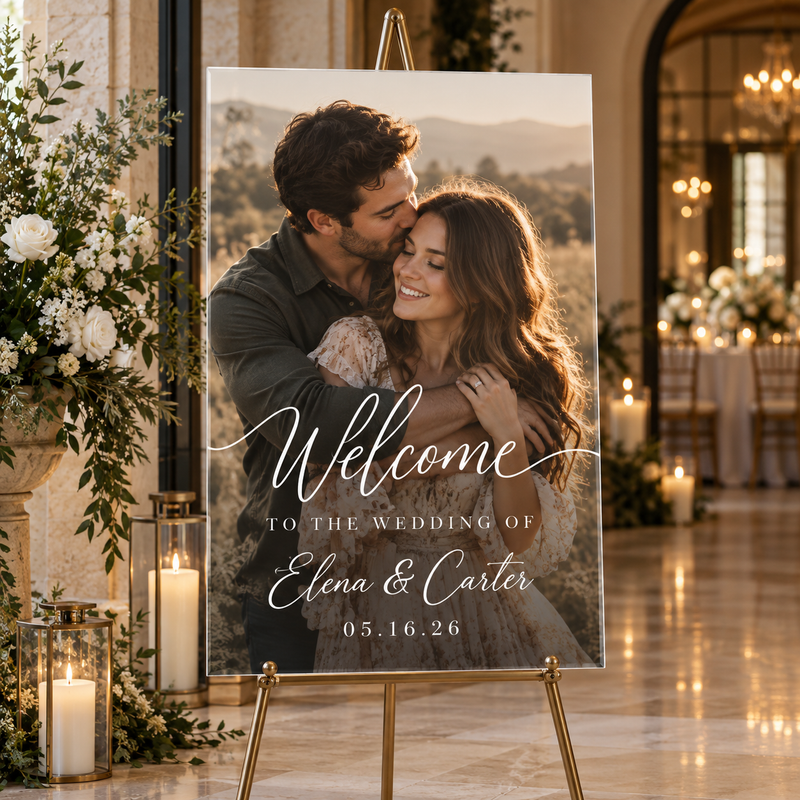 Custom Acrylic Wedding Welcome Sign | Full Photo