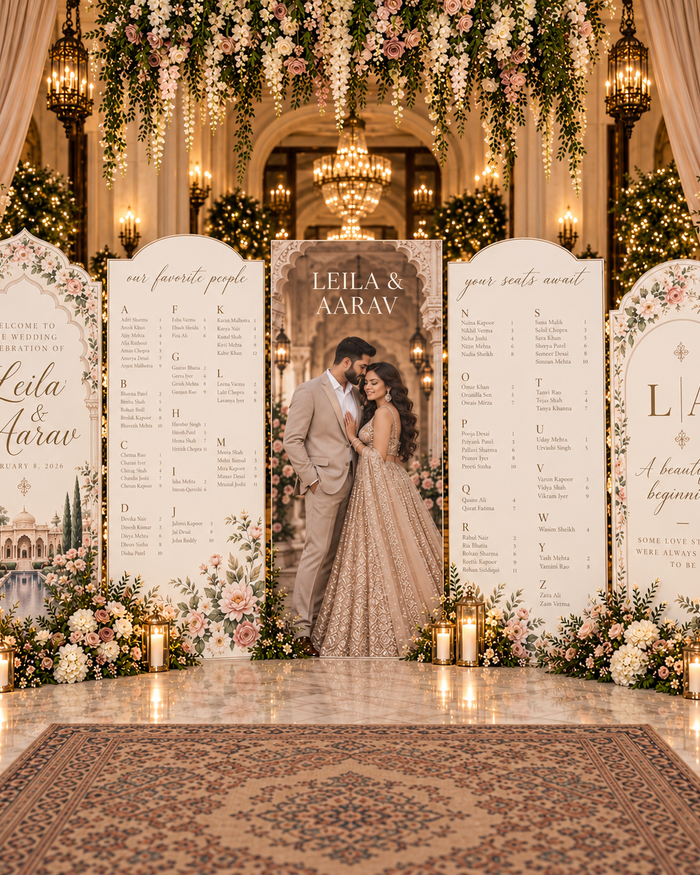 Luxury custom wedding seating chart five board set in square format by Ten23 Designs