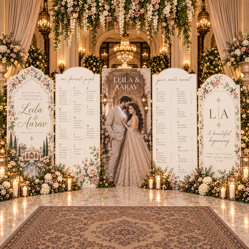 Luxury custom wedding seating chart five board set in square format by Ten23 Designs