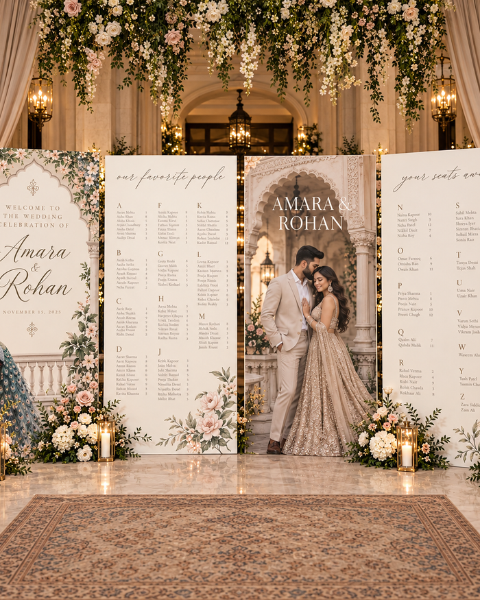 Luxury custom wedding seating chart four board set in square format by Ten23 Designs