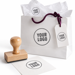 Custom rubber stamp mockup for branded paper packaging