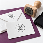 Custom logo stamp mockup with cards and envelopes