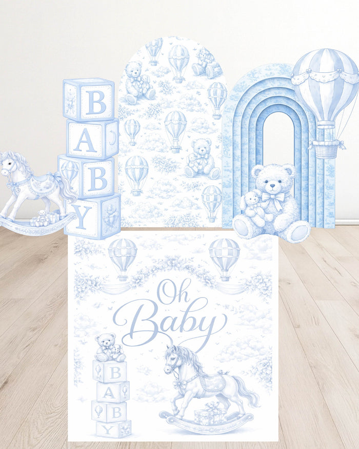 Blue toile baby shower digital event design template bundle by Ten23 Designs