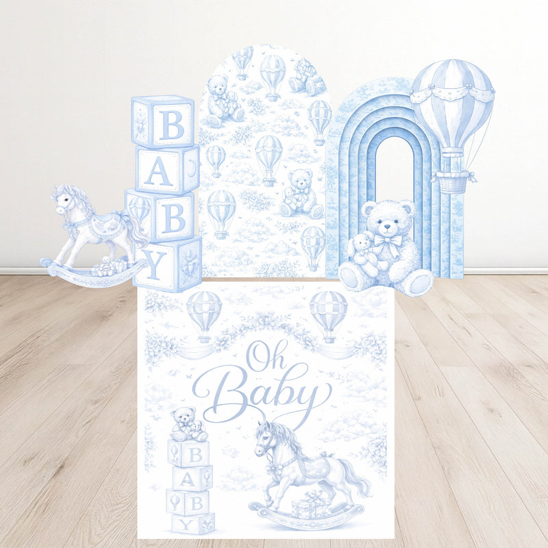 Blue toile baby shower digital event design template bundle by Ten23 Designs