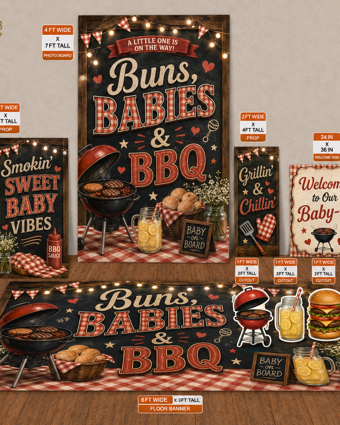 Buns Babies and BBQ baby shower digital event design template bundle by Ten23 Designs