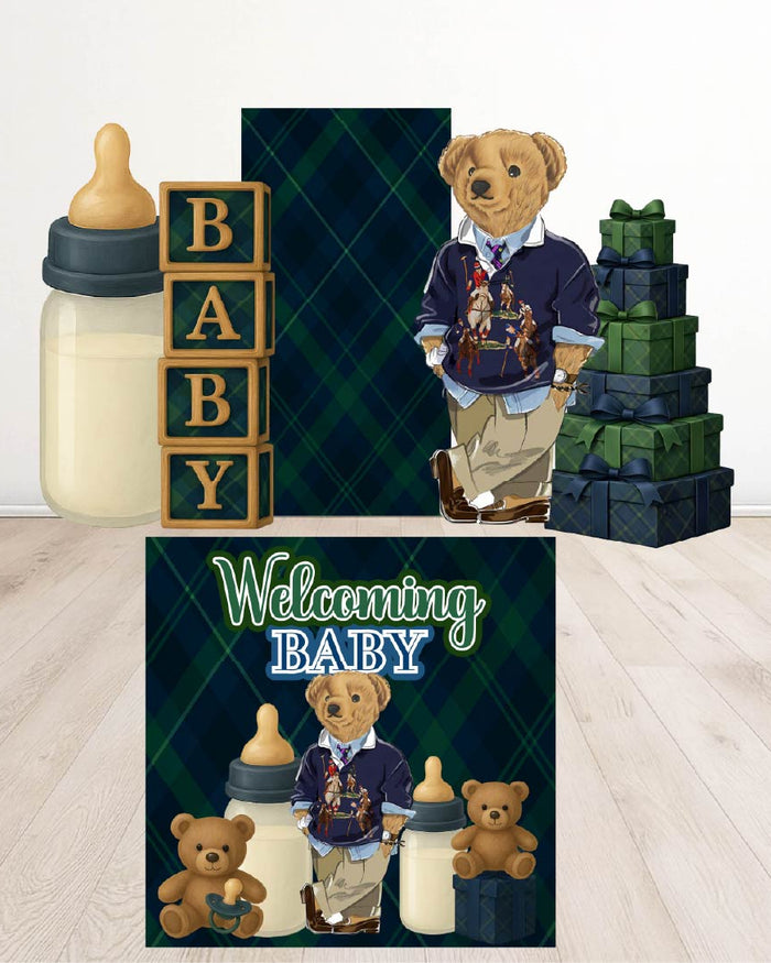 Classic Polo teddy bear baby shower digital event design template bundle by Ten23 Designs