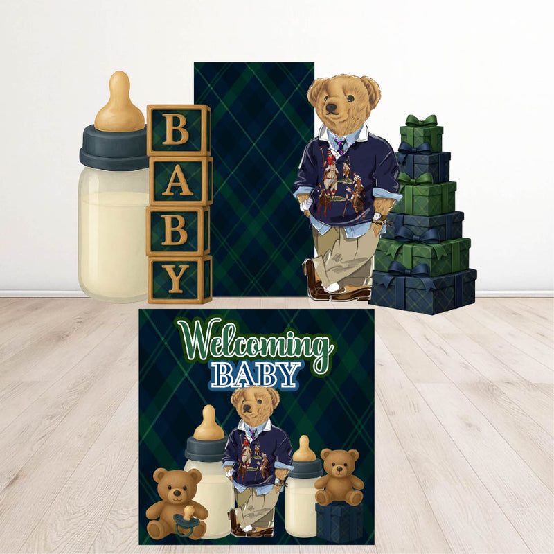 Classic Polo teddy bear baby shower digital event design template bundle by Ten23 Designs