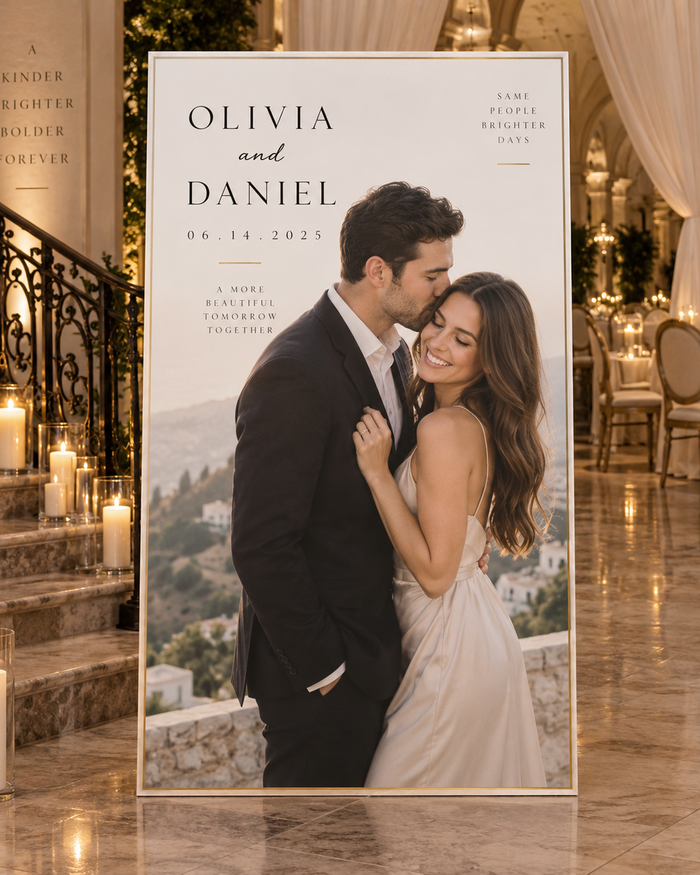 Custom wedding engagement photo board by Ten23 Designs