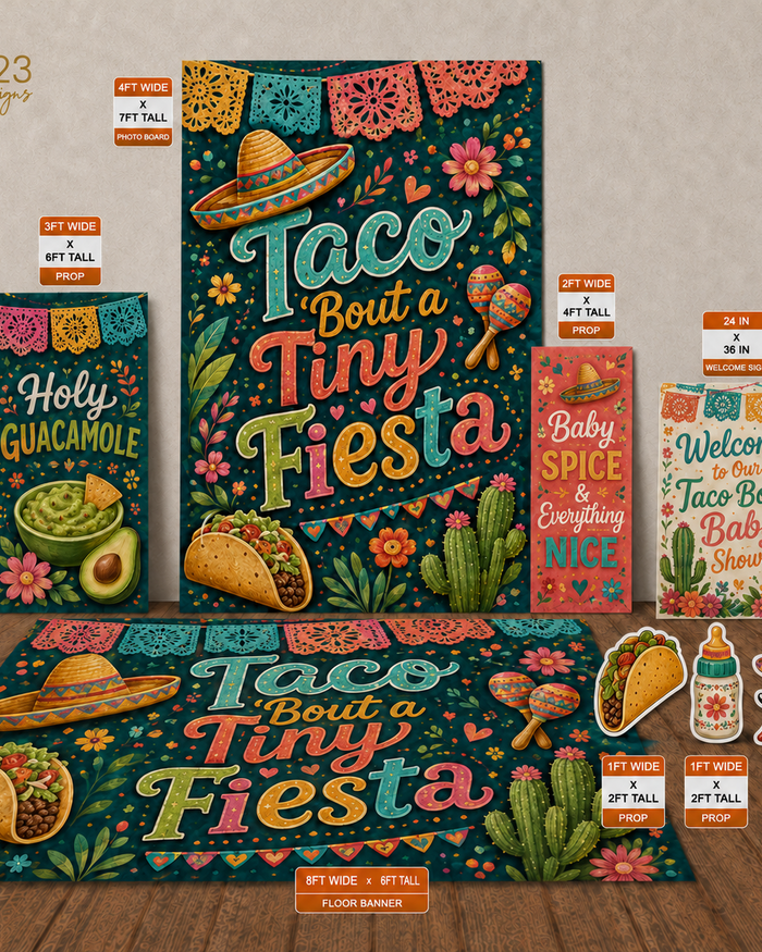 Taco Bout a Tiny Fiesta baby shower digital event design template bundle by Ten23 Designs