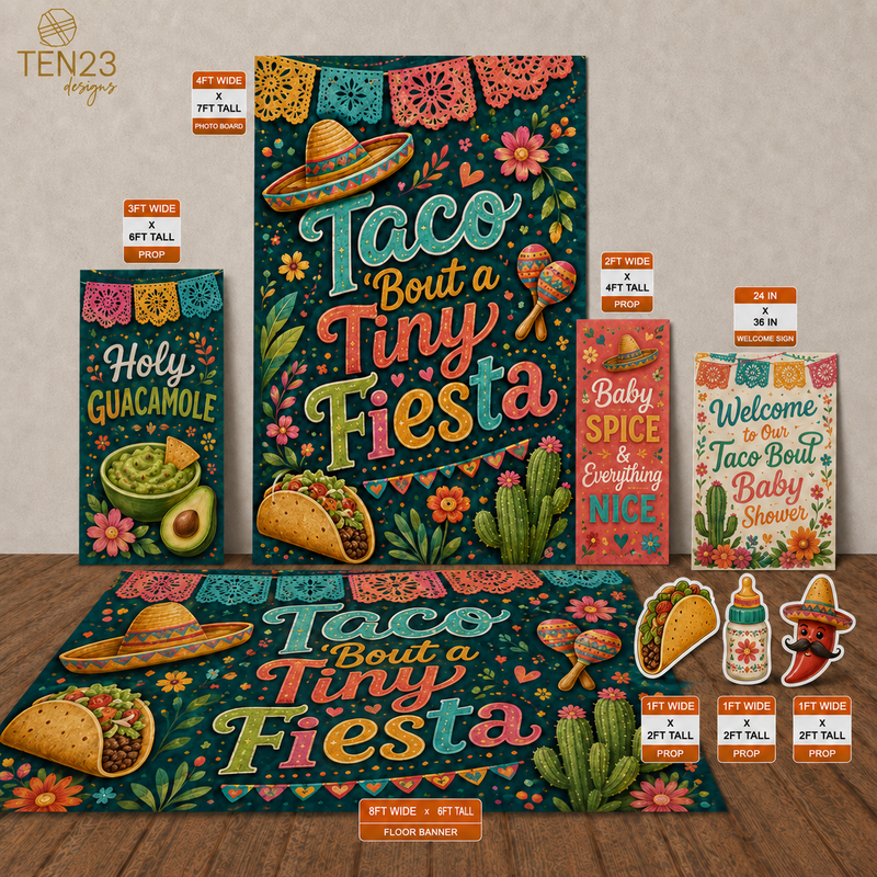 Taco Bout a Tiny Fiesta baby shower digital event design template bundle by Ten23 Designs
