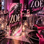 TableTalks by Ten23 custom printed Sweet 16 centerpiece design concept