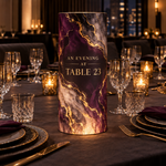 One TableTalks centerpiece centered on a luxury dinner party table, design concept