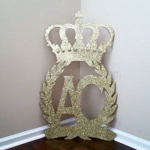 Crown & Wreath Initial Wooden Sign