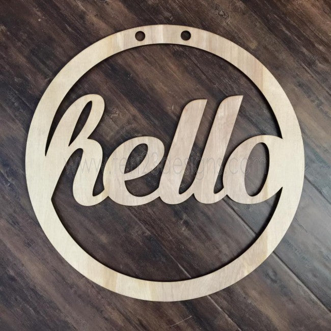 hello | Wooden Door Wreath Sign