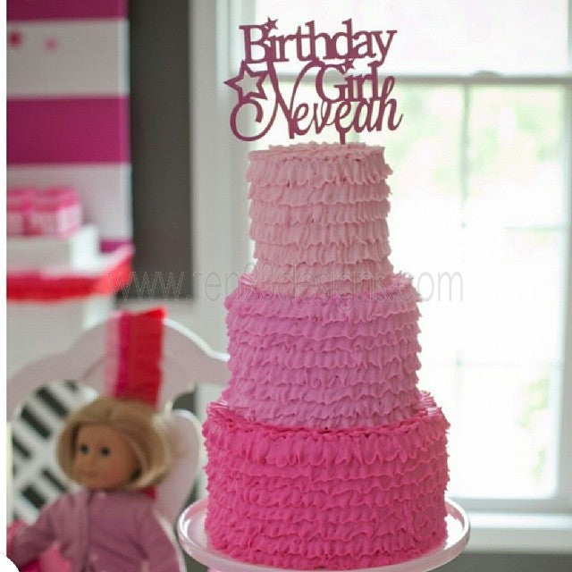 Personalized Birthday Girl Cake Topper