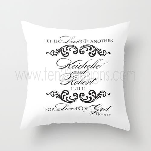 Let Us Love One Another Monogram Throw Pillow