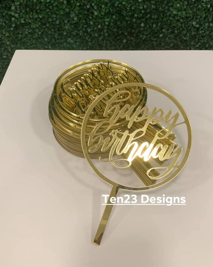 Circle Happy Birthday Cake Topper