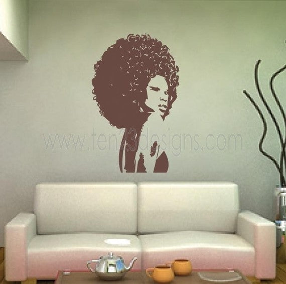 Extra Large Beautiful Afro Chic Women Vinyl Wall Decal