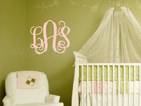 3 Initial Monogram Wall Decal