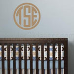 Personalized Circle Monogram with Border II- vinyl wall decal