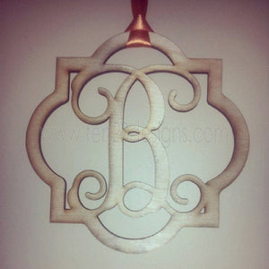 Personalized Quatrefoil Interlocking Square Wooden Monogram