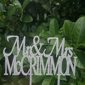 Personalized Mr and Mrs Wedding Cake Topper