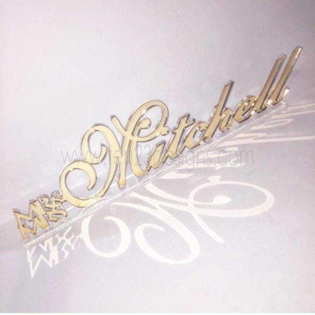 Custom Freestanding Mirror Acrylic Name Sign