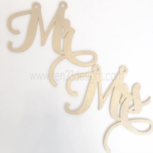 Mr and Mrs Wooden Chair Signs - Carolyna